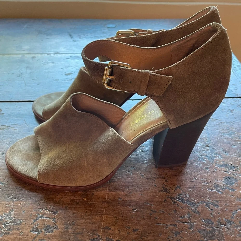 Vince Camuto Signature Suede Block Heels with Strap - Picture 5 of 9